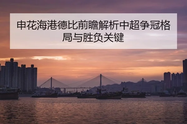 申花海港德比前瞻解析中超争冠格局与胜负关键